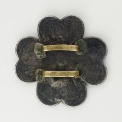 Stamped Silver Four-Petal Button with Turquoise Stone, circa 1890
