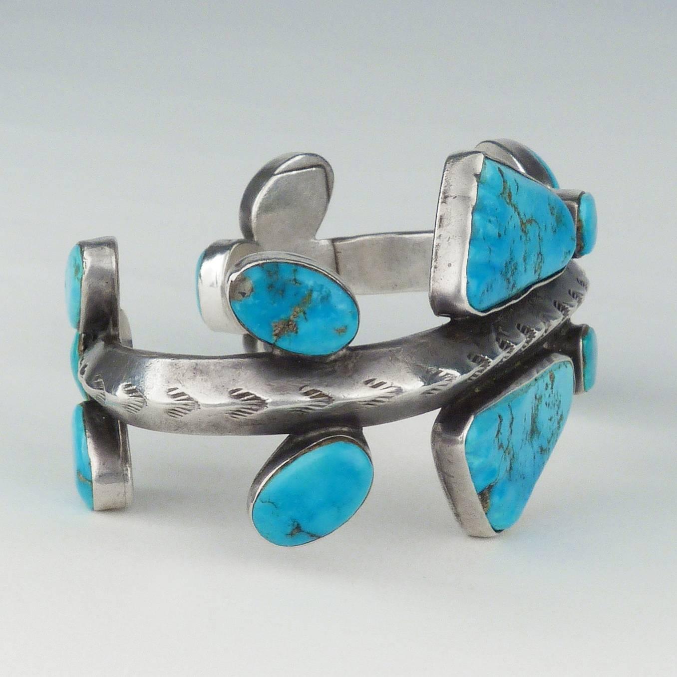 Native American Antique Zuni Turquoise Bracelet by Juan Dideos, circa 1940s