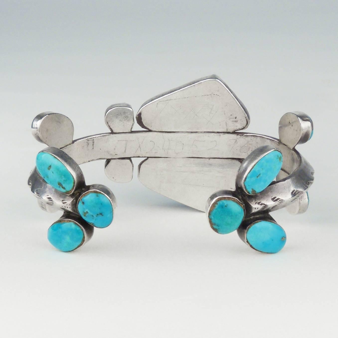 Antique Zuni Turquoise Bracelet by Juan Dideos, circa 1940s In Excellent Condition In Santa Fe, NM