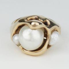 Gold and Pearl Ring by Charles Loloma, circa 1980