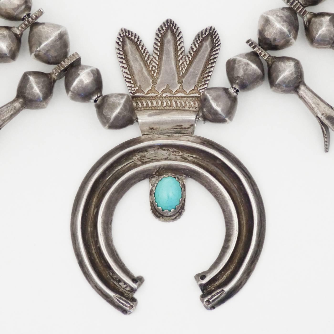 American Antique Navajo Squash Blossom, circa 1890 For Sale