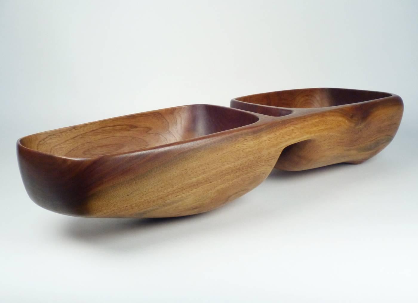 Aesthetic Movement Hand-Carved Double Lobed Vessel by Ben Rouzie, circa 1970