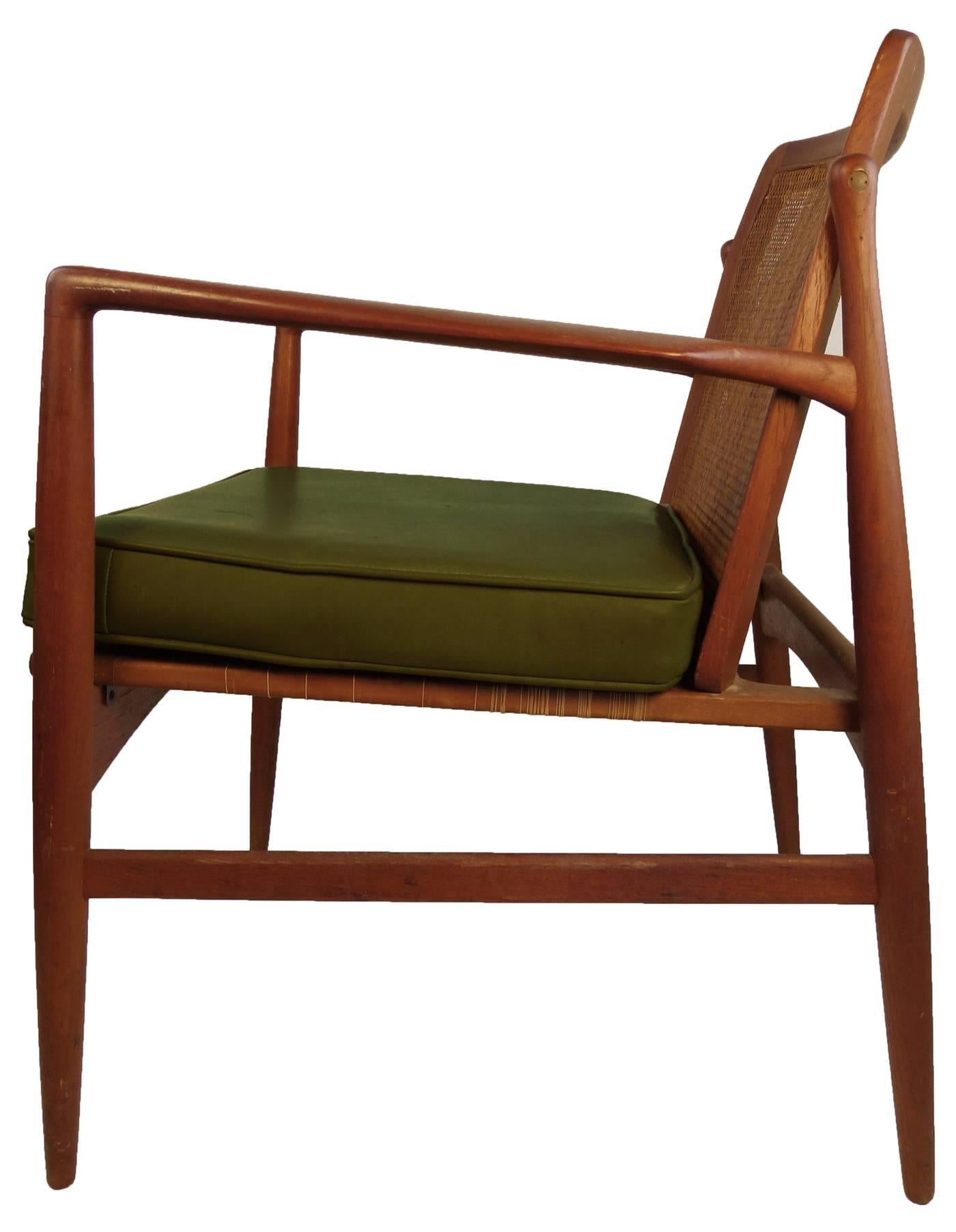 Mid-Century Modern Caned Side Chair by Ib-Kofod Larsen, circa 1960 For Sale