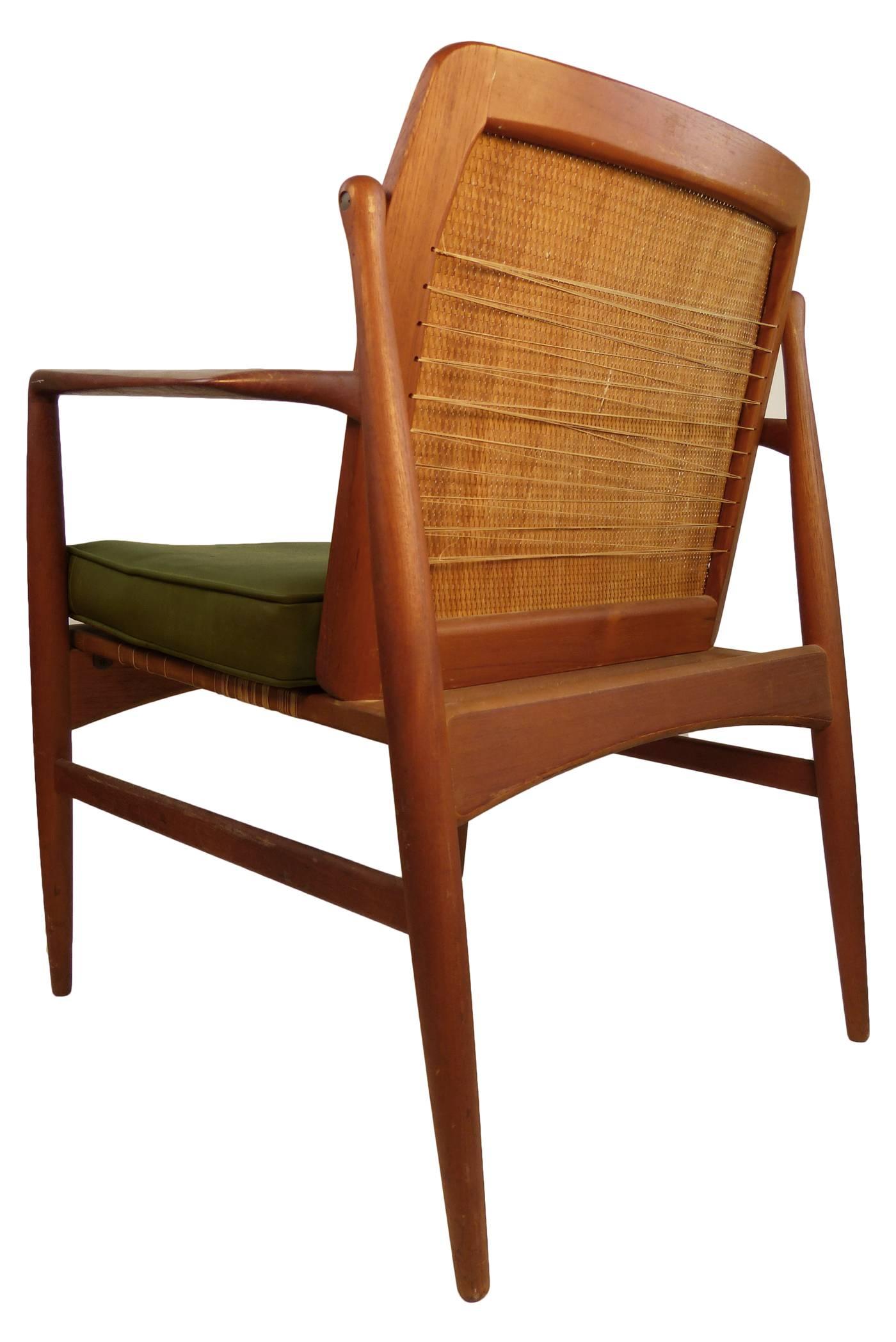 Danish Caned Side Chair by Ib-Kofod Larsen, circa 1960 For Sale