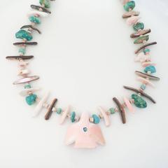 Pueblo Tab Necklace with Carved Bird Pendant, circa 1920