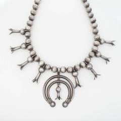 Navajo Silver Squash Blossom Necklace, circa 1910