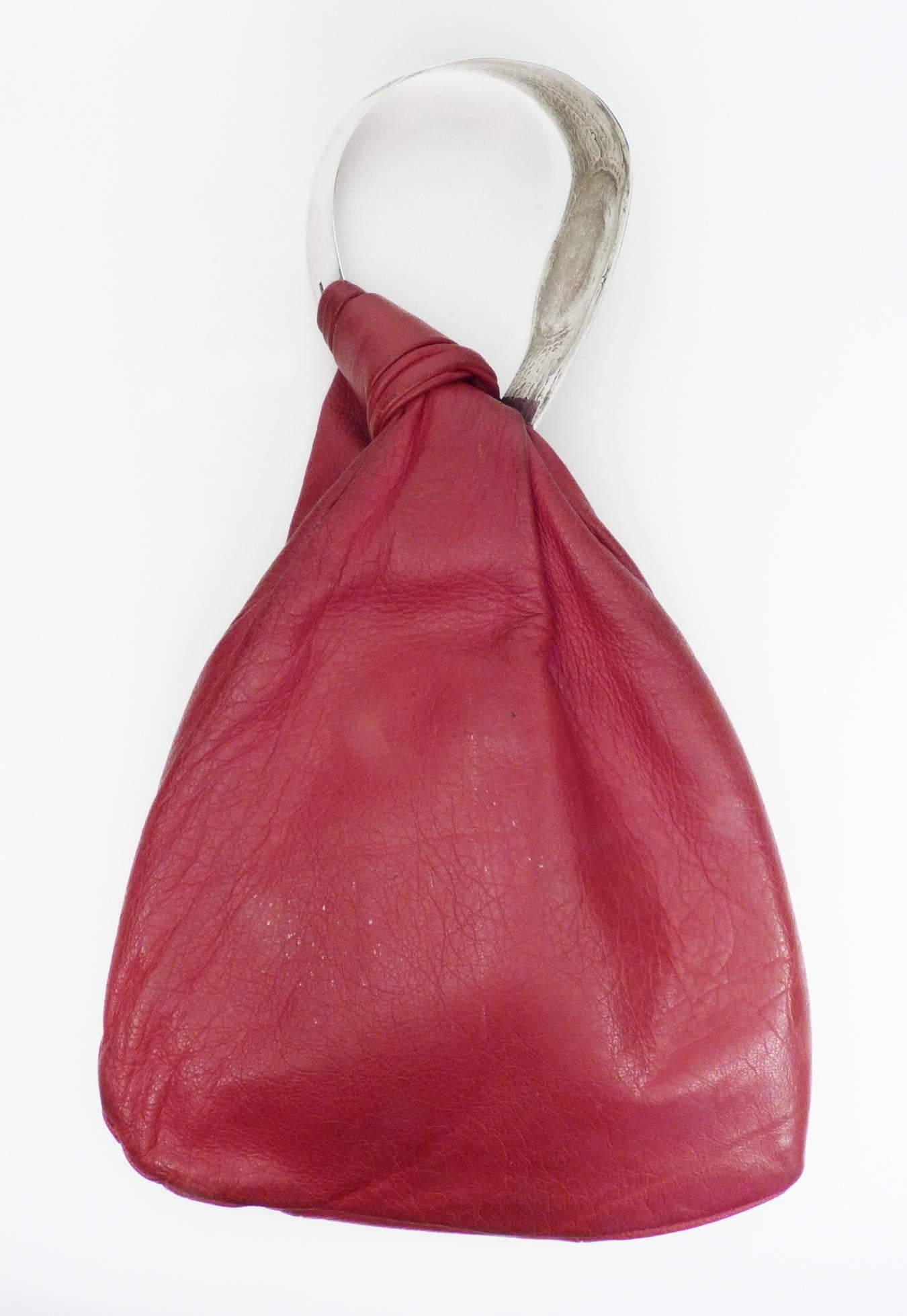 North American Vintage Leather Handbag by Kenneth Begay, circa 1950 For Sale