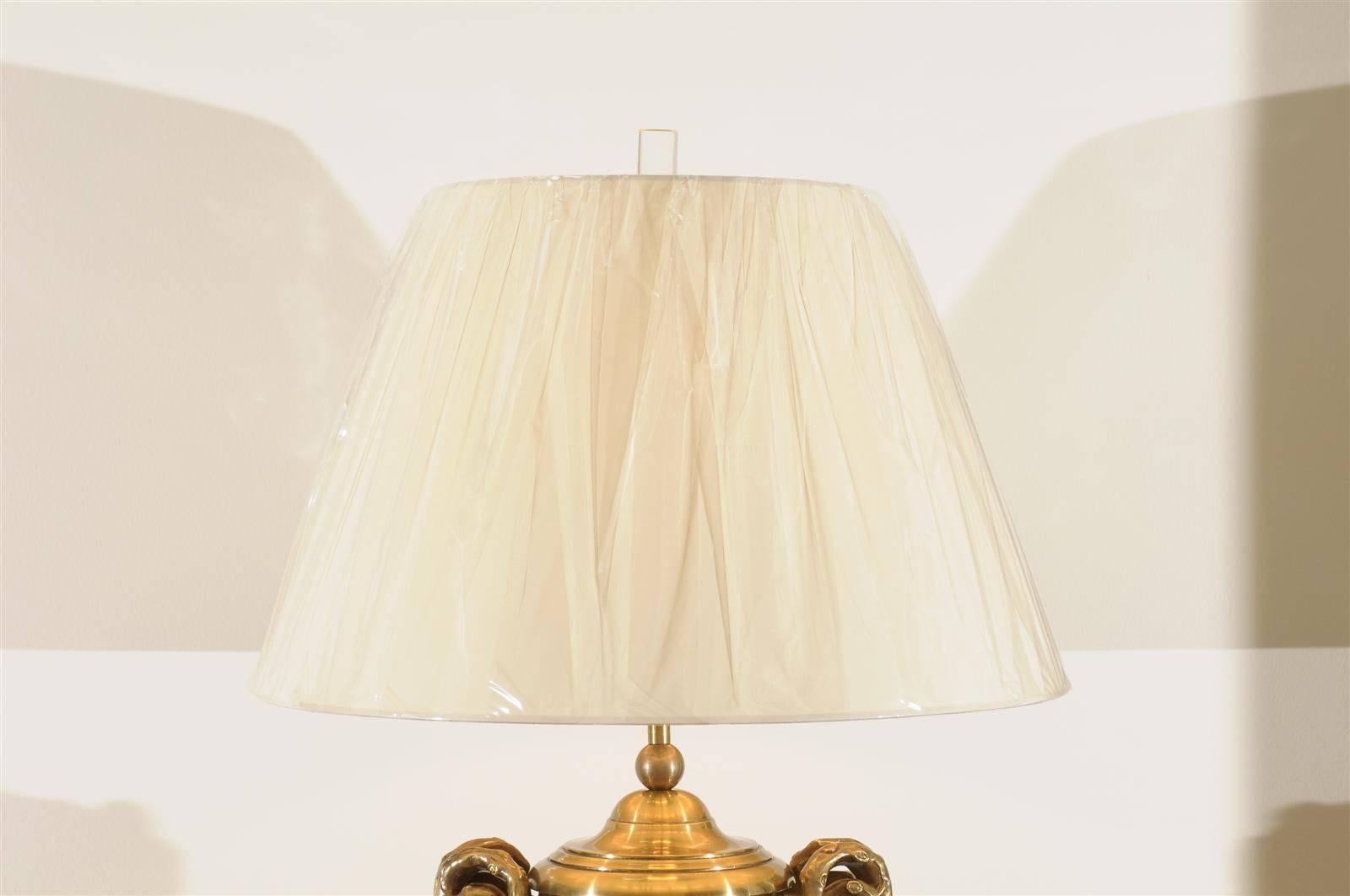 Late 20th Century Exquisite Pair of Brass Urn Lamps in the Style of Maison Jansen For Sale