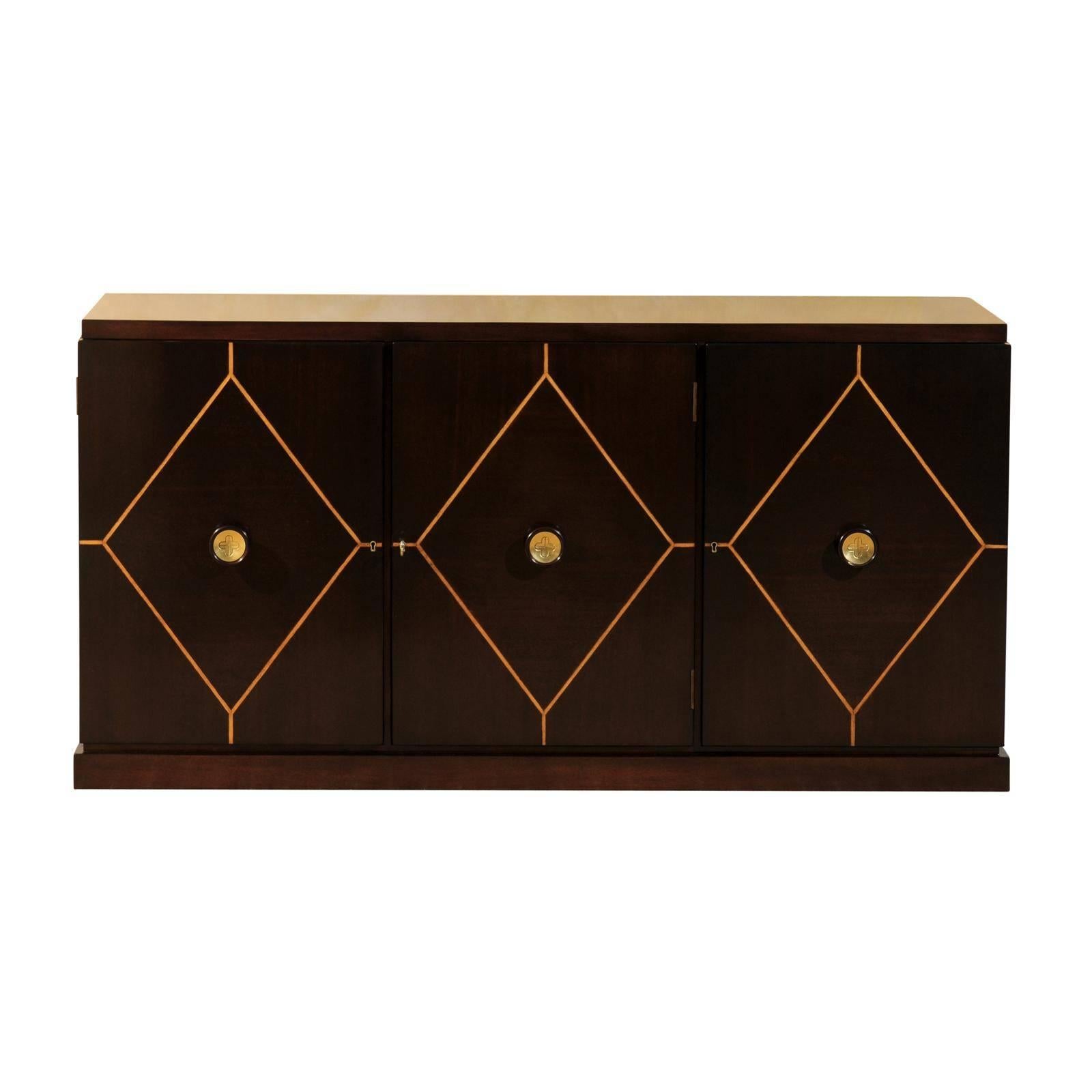Elegant Restored Mahogany Cabinet or Buffet by Tommi Parzinger for Charak Modern