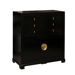 Restored Modern Mahogany Commode by Albert of Shelbyville in Black Lacquer