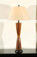 Monumental Pair of Walnut Hourglass Lamps in the Style of Phillip Lloyd Powell