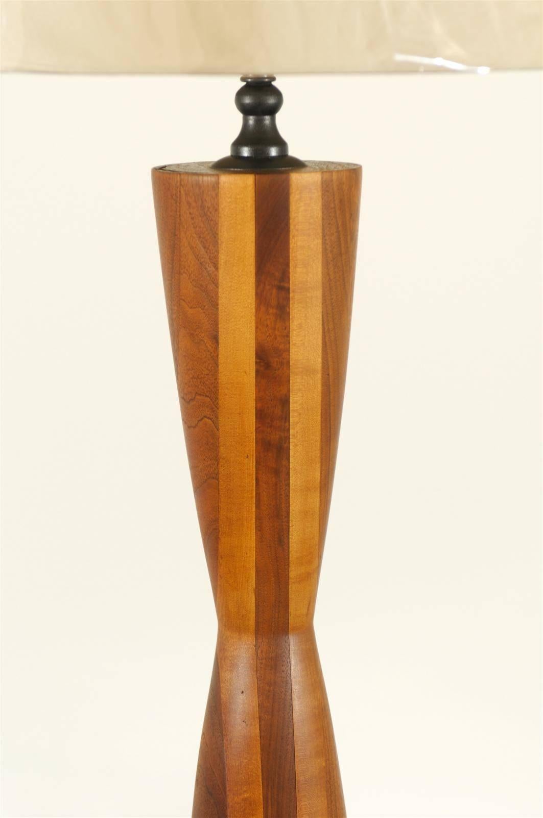 Monumental Pair of Walnut Hourglass Lamps in the Style of Phillip Lloyd Powell For Sale 3