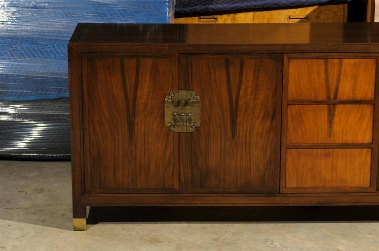 Mid-20th Century Exquisite Restored Walnut Credenza by Michael Taylor for Baker, circa 1960 For Sale