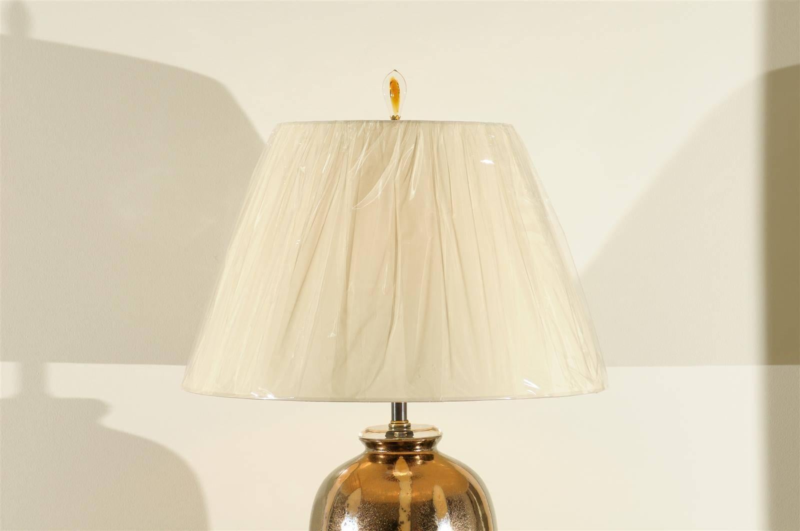 Unknown Pair of Large-Scale Modern Ceramic Lamps with Lucite Accents