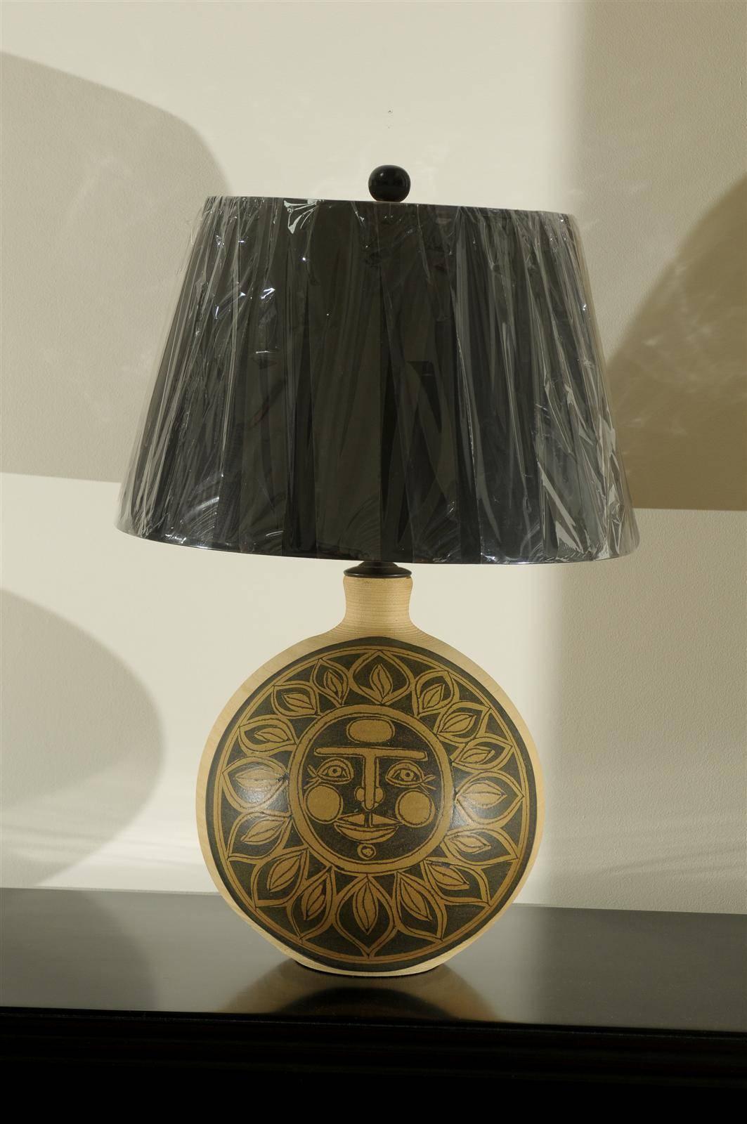 Mid-20th Century Spectacular Restored Pair of Vintage Ceramic Sun and Sunflower Lamps, circa 1960 For Sale