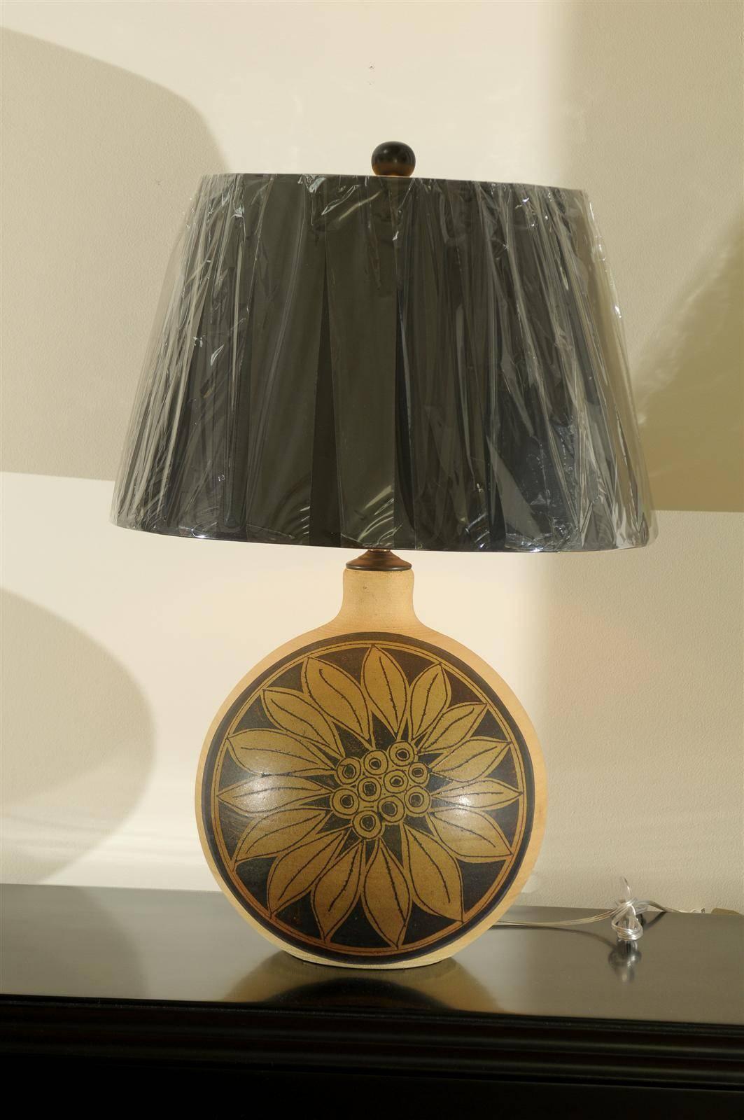 Unknown Spectacular Restored Pair of Vintage Ceramic Sun and Sunflower Lamps, circa 1960 For Sale