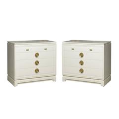 Fabulous Pair of John Stuart Chests in Cream Lacquer