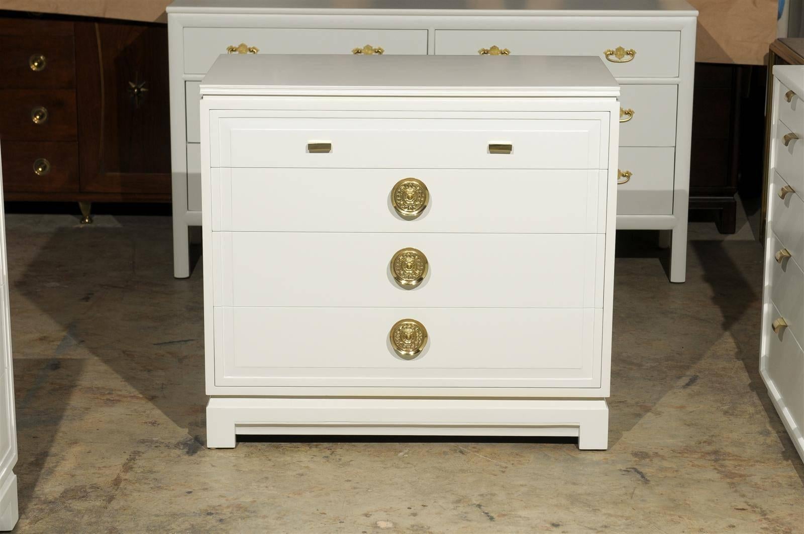 American Fabulous Pair of John Stuart Chests in Cream Lacquer