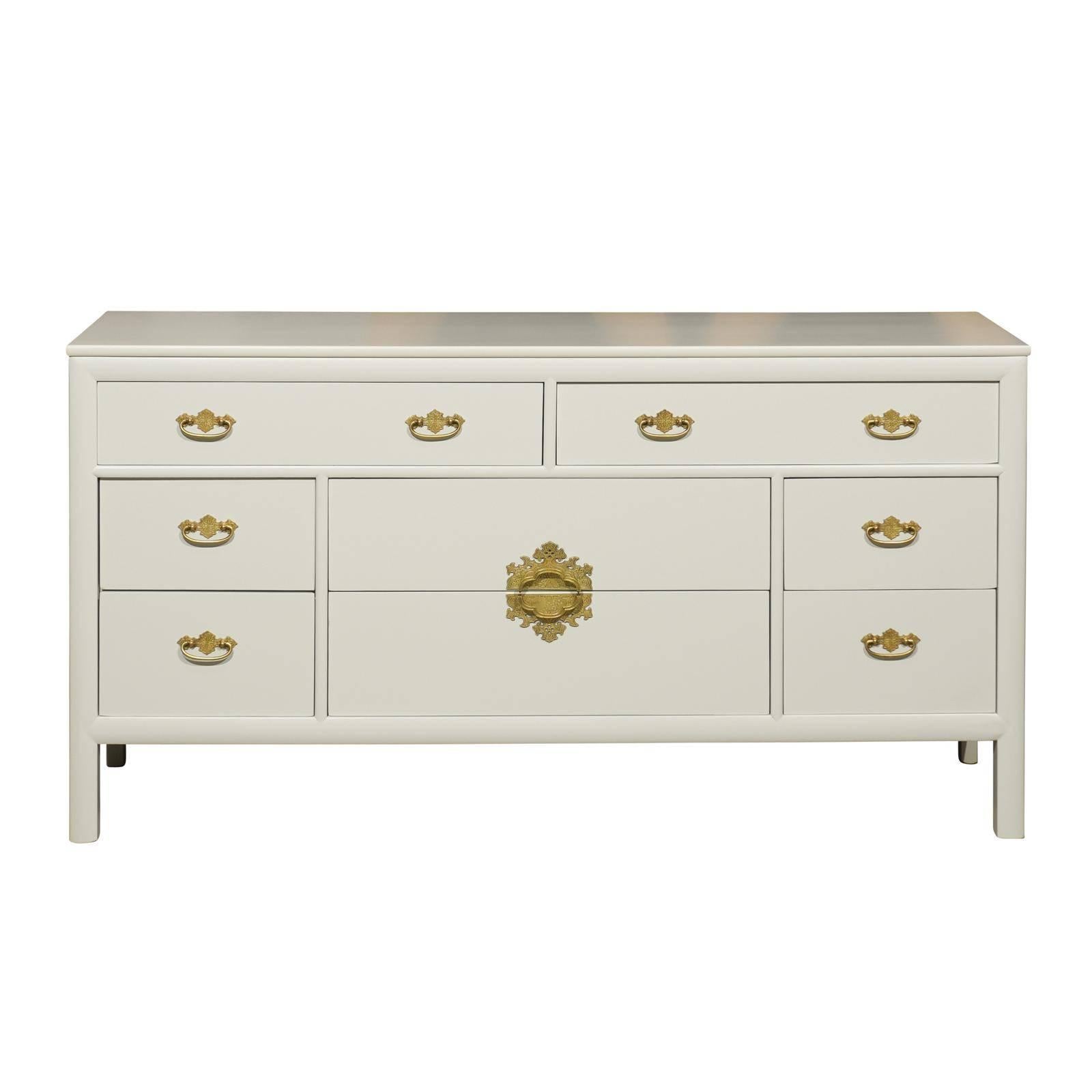 Cream Lacquer Chest of Drawers by Rougier at 1stDibs