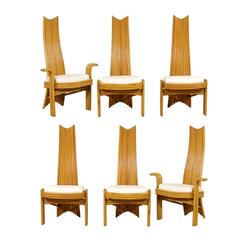 Exquisite Set of Six Modern Rattan Dining Chairs in the Mackintosh Style 9