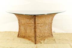 Fantastic Rattan Triangle Base Dining or Game Table by Danny Ho Fong, circa 1975
