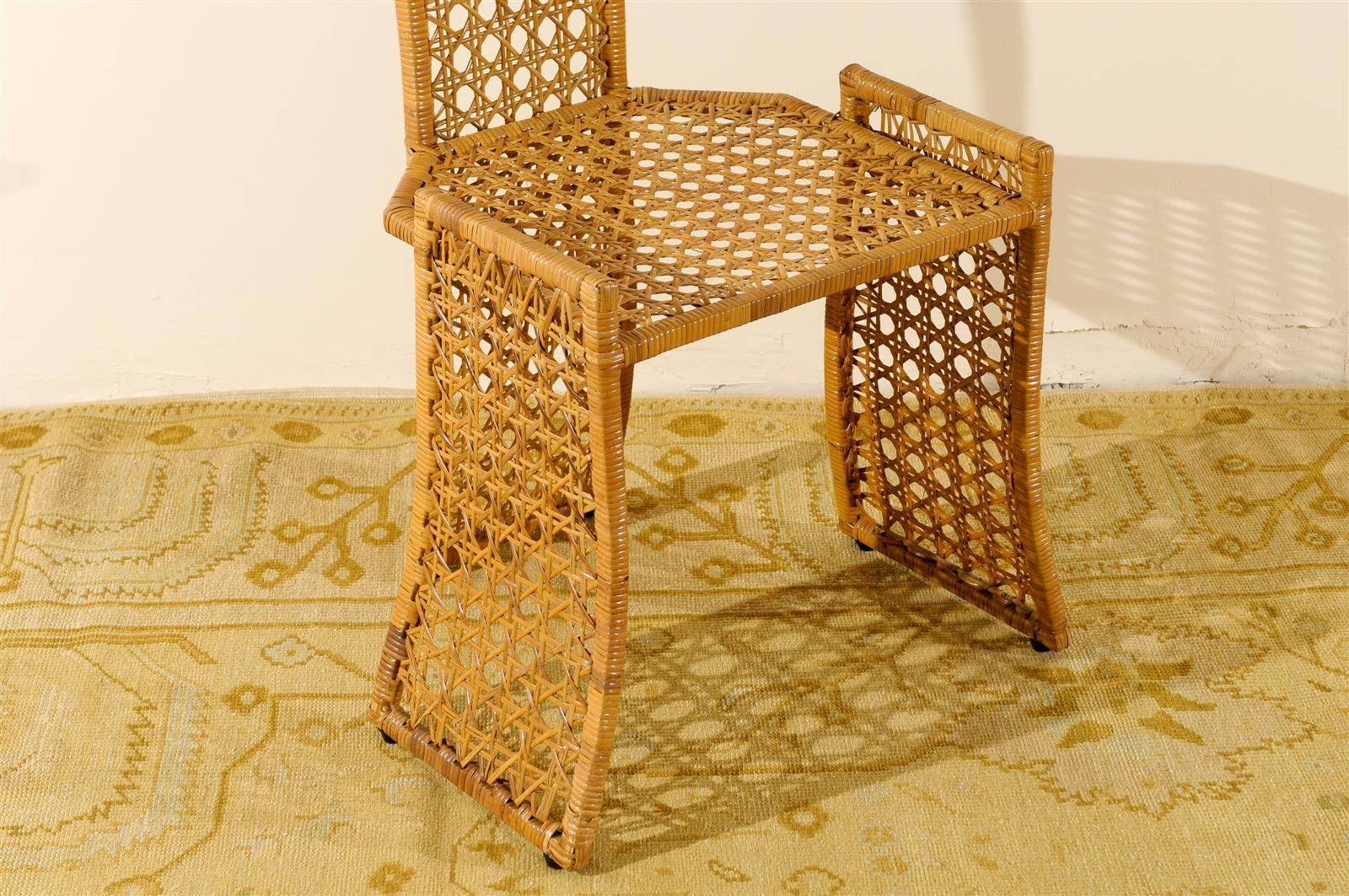 Sublime Restored Set of 10 Cane Dining Chairs by Danny Ho Fong, circa 1975 In Excellent Condition For Sale In Atlanta, GA