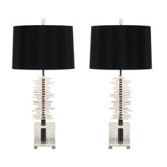 Dramatic Pair of Vintage Lucite Lamps