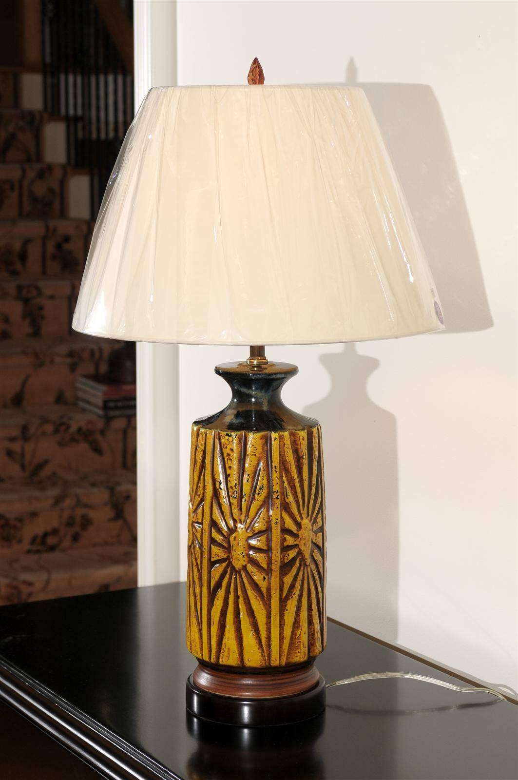 Lovely Restored Pair of Large-Scale Ceramic Lamps In Excellent Condition For Sale In Atlanta, GA