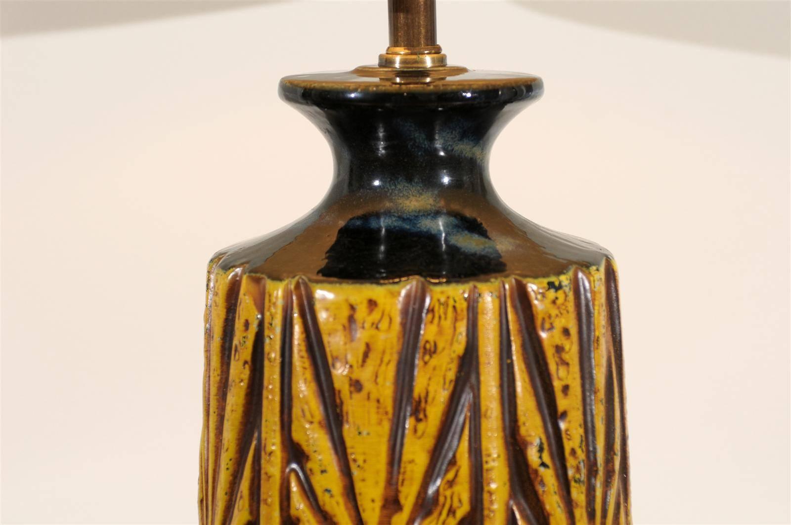 Mid-20th Century Lovely Restored Pair of Large-Scale Ceramic Lamps For Sale