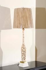 Amazing Pair of Monumental Hand-Painted Blown Glass Lamps