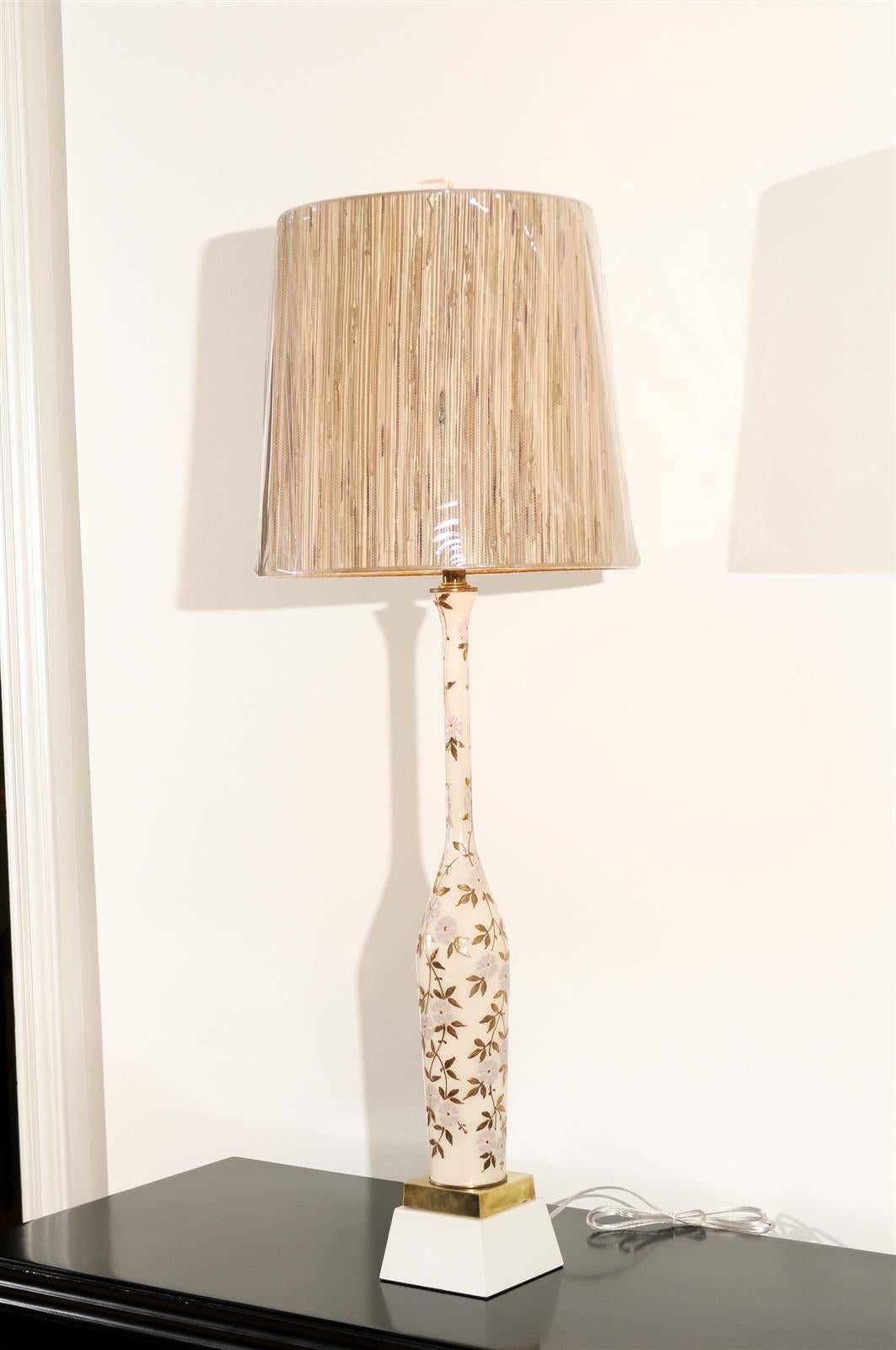 Inconnu Paire d'étonnantes lampes monumentales en verre soufflé peintes à la main en vente