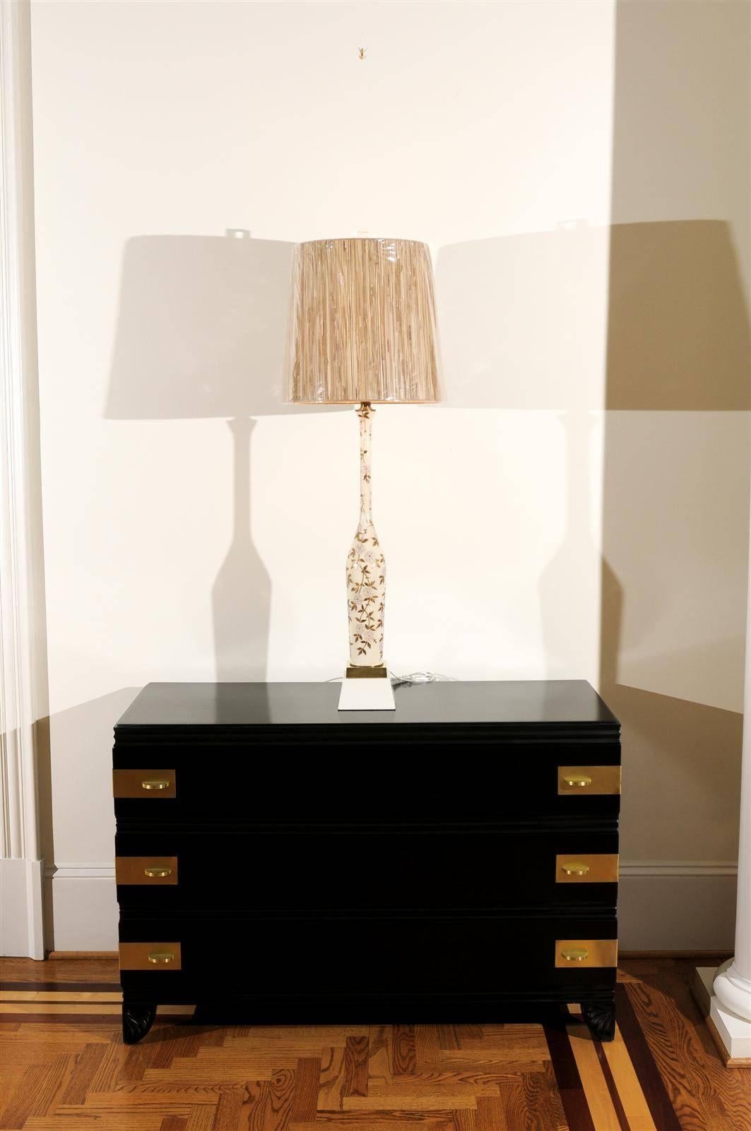 Mid-Century Modern Paire d'étonnantes lampes monumentales en verre soufflé peintes à la main en vente