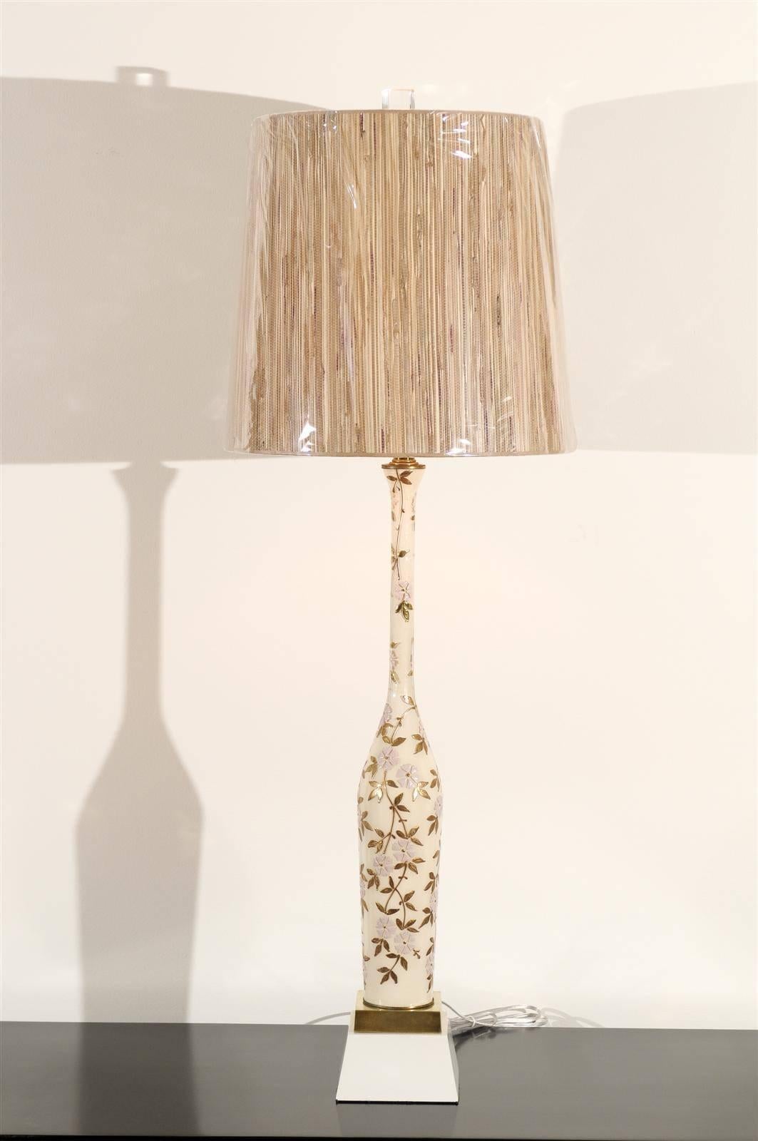 Paire d'étonnantes lampes monumentales en verre soufflé peintes à la main Excellent état - En vente à Atlanta, GA