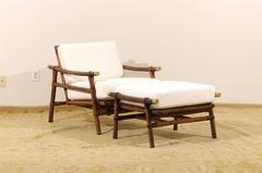 Superbe paire de fauteuils de salon en rotin, canne et laiton de John Wisner pour Ficks Reed