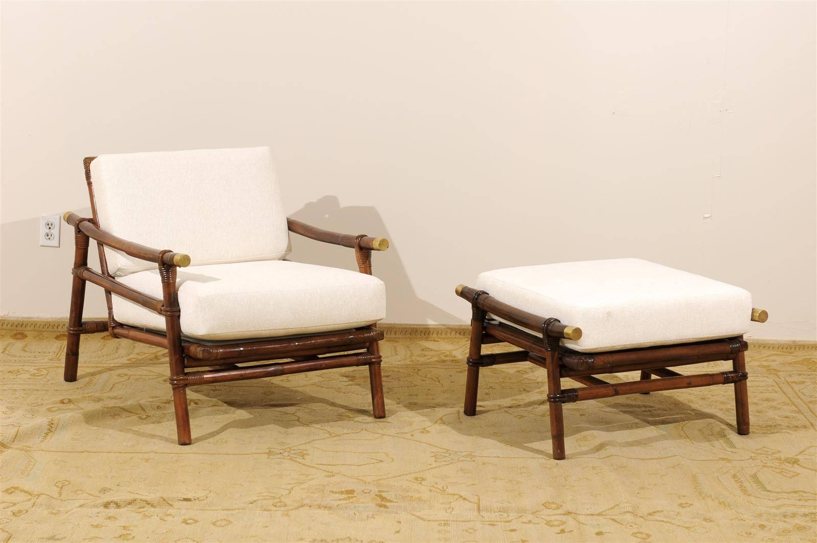 Superb Restored Pair of Loungers by Wisner for Ficks Reed, circa 1954  In Excellent Condition For Sale In Atlanta, GA