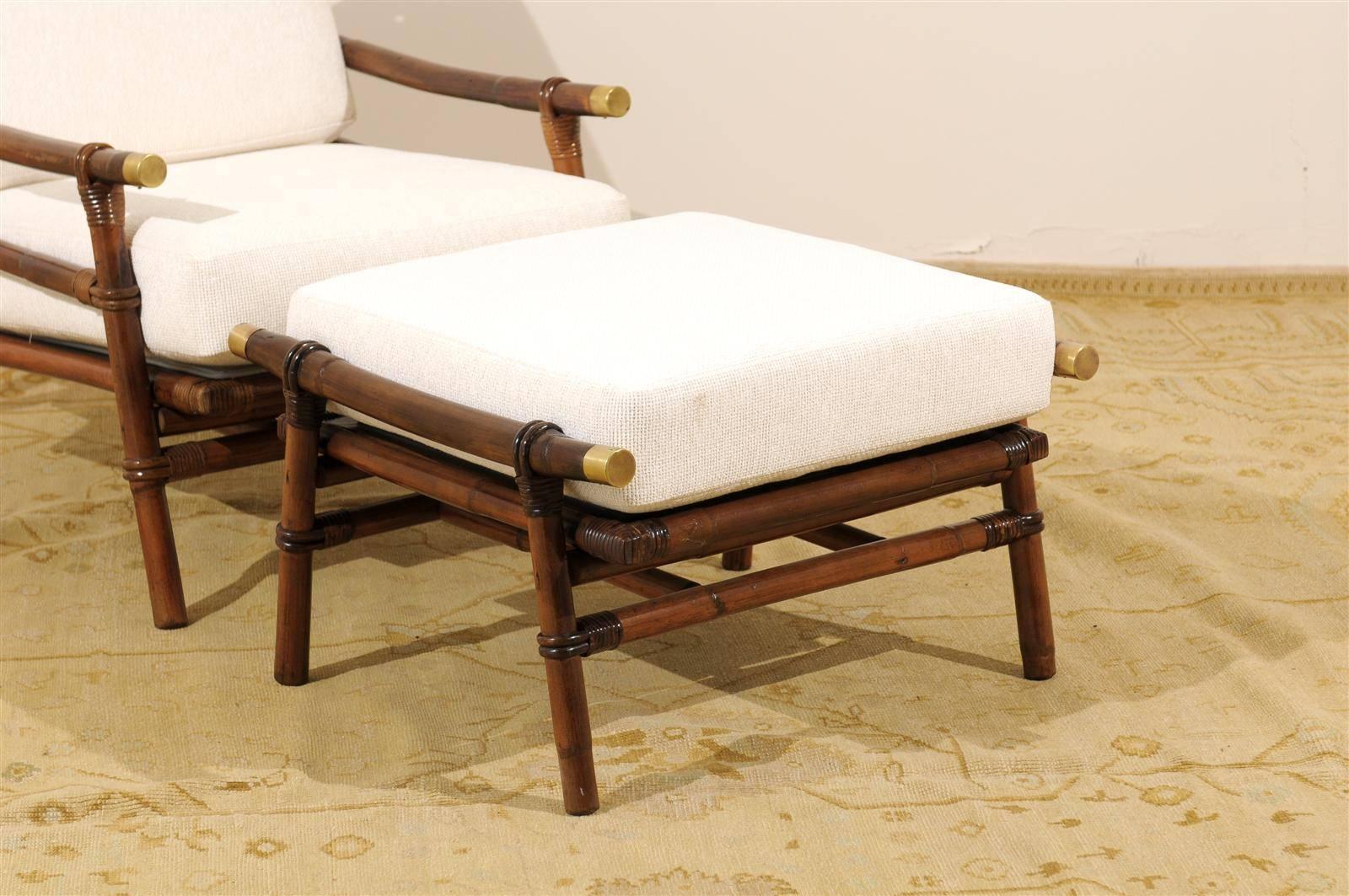 Brass Superb Restored Pair of Loungers by Wisner for Ficks Reed, circa 1954  For Sale