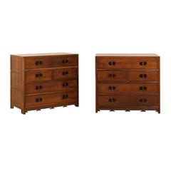 Rich Pair of Restored Vintage Walnut Chests by Baker 12