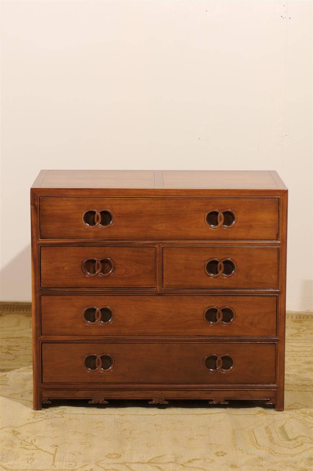 Mid-20th Century Stunning Restored Pair of Walnut Chests by Michael Taylor for Baker, circa 1960 For Sale