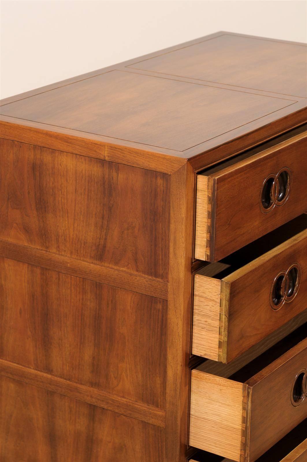 Stunning Restored Pair of Walnut Chests by Michael Taylor for Baker, circa 1960 For Sale 3