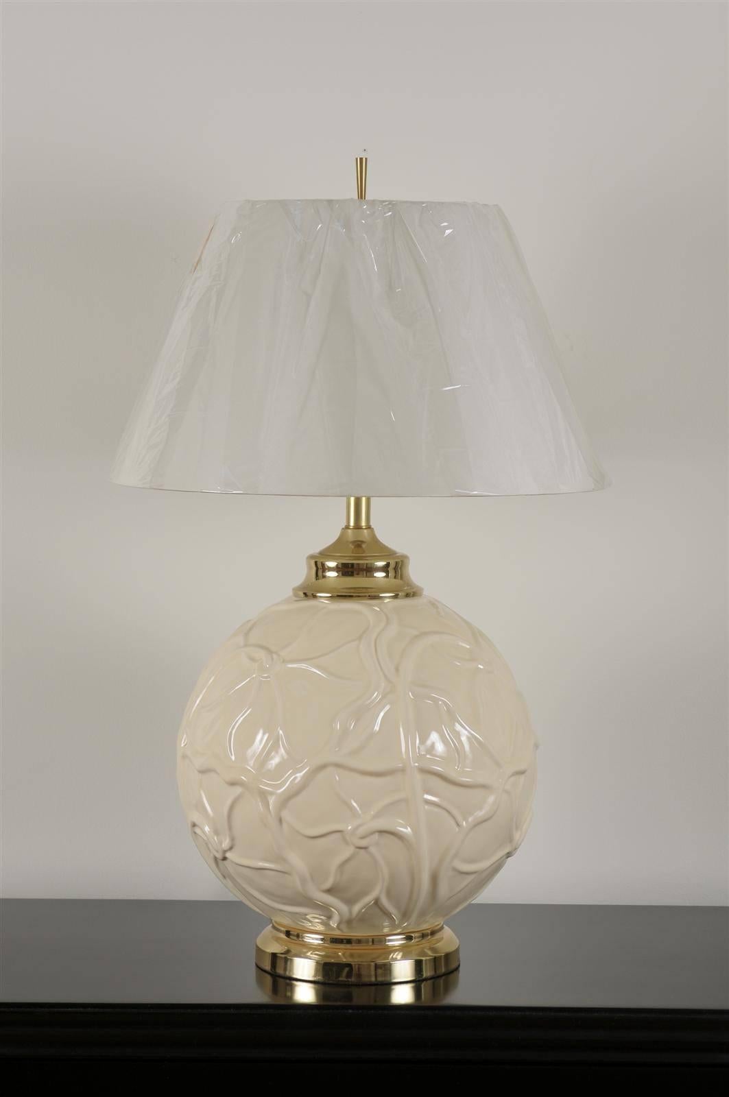 Exceptionnelle paire de lampes nénuphar vintage en céramique en vente 2
