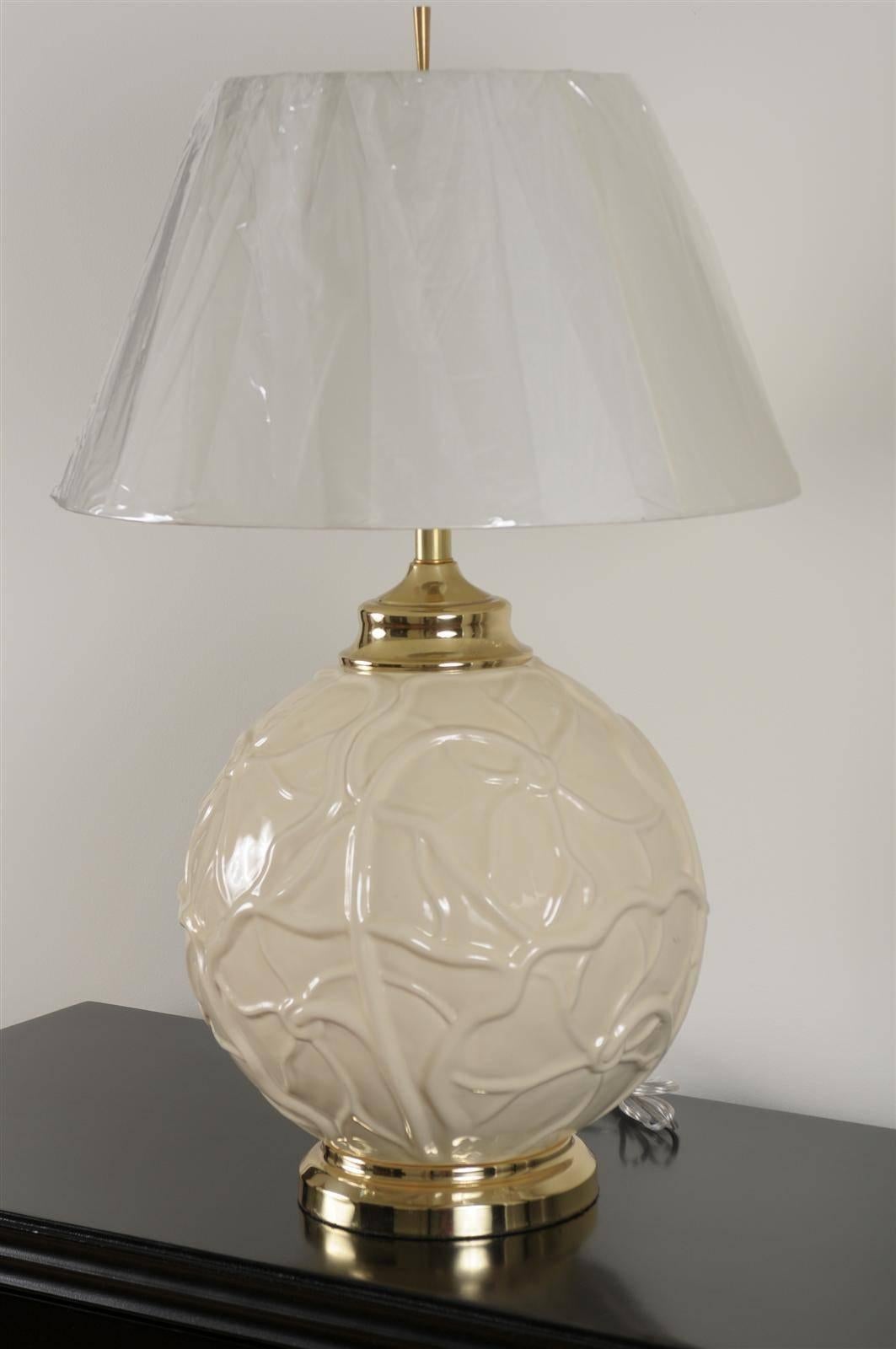 Exceptionnelle paire de lampes nénuphar vintage en céramique en vente 1