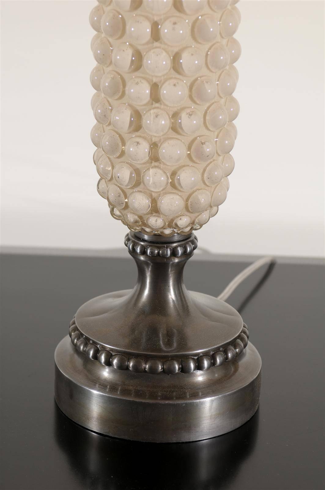 Swedish Rare Pair of Cream and Pewter Bubble Lamps by Helena Tynell for Flygsfors For Sale