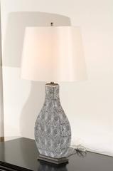 Restored Pair of Modern Ceramic Lamps in Charcoal and Cream