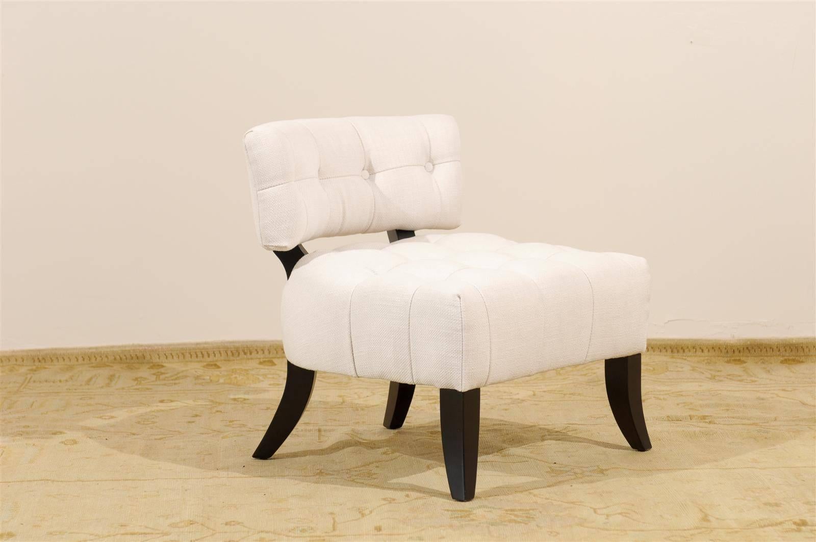 These magnificent lounge chairs are shipped as professionally photographed and described in the listing narrative: Meticulously professionally restored and installation ready. Expert custom upholstery service is available.

A fabulous pair of