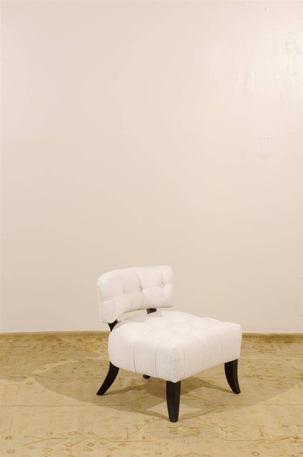 Restauriertes Paar getufteter Biskuit-Liegestühle im Stil von Billy Haines, fabelhaft (Moderne der Mitte des Jahrhunderts) im Angebot