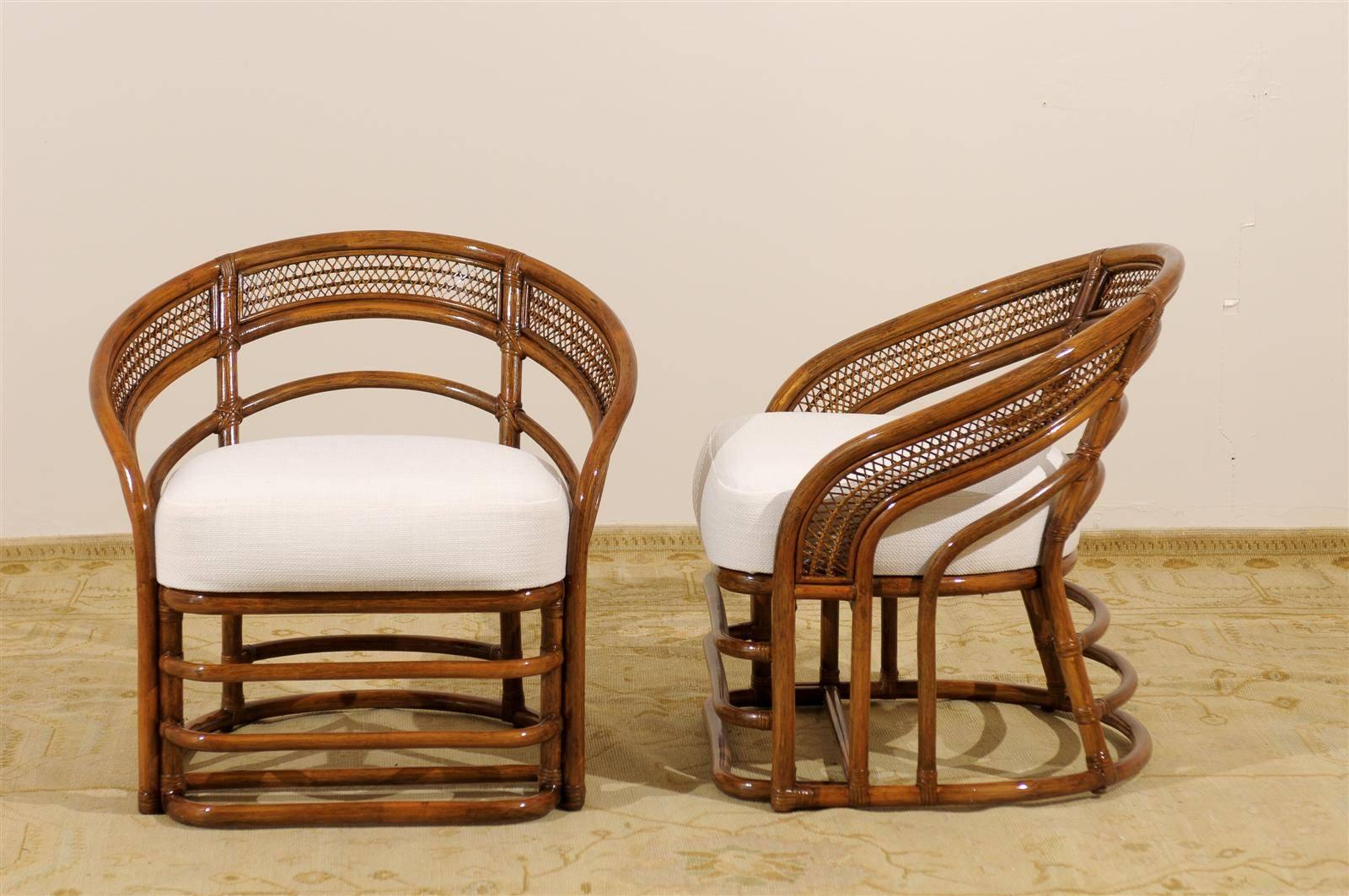 Mid-Century Modern Fabulous Pair of Restored Rattan Chairs by Brown Jordan