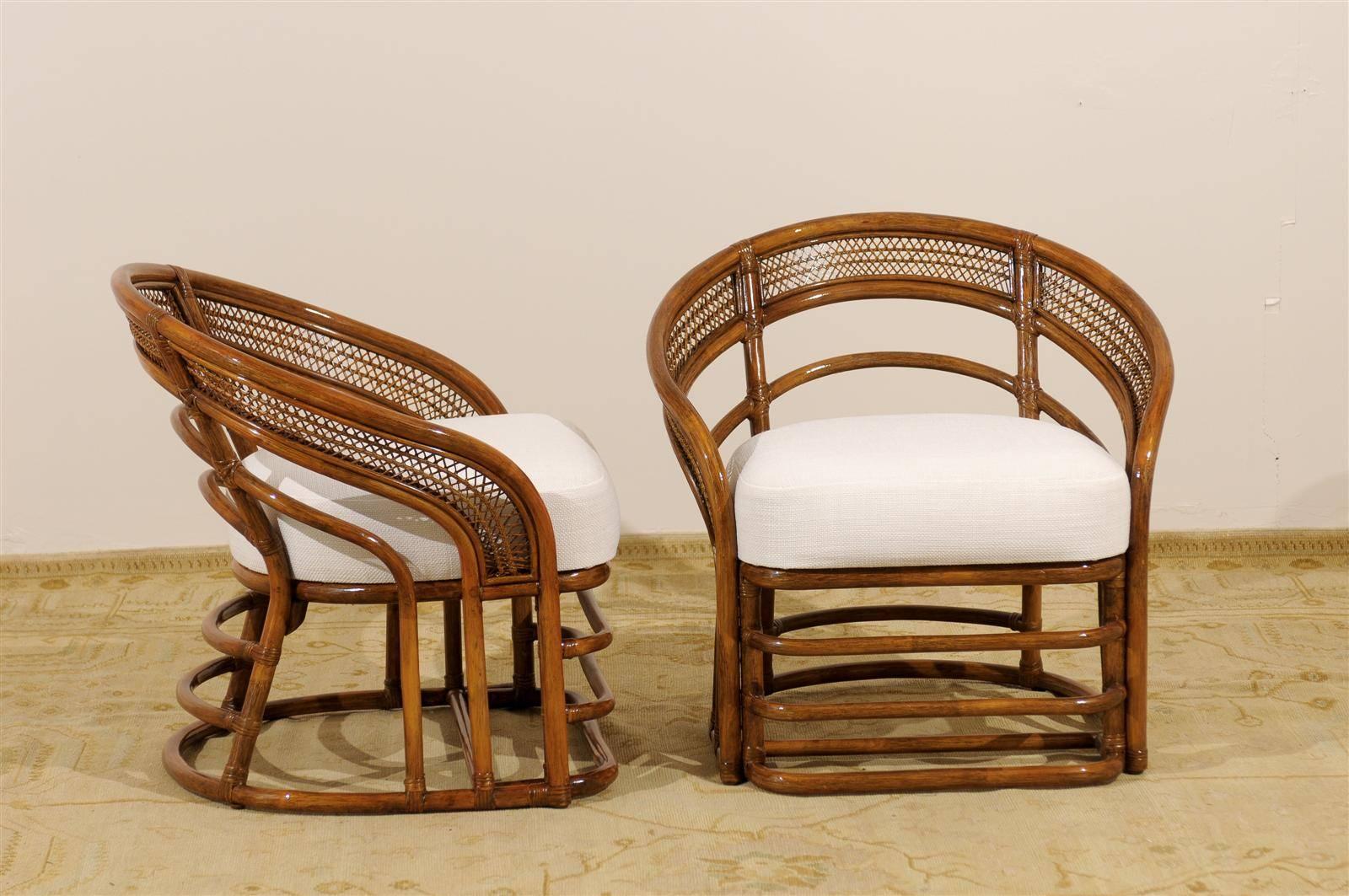 Late 20th Century Fabulous Pair of Restored Rattan Chairs by Brown Jordan