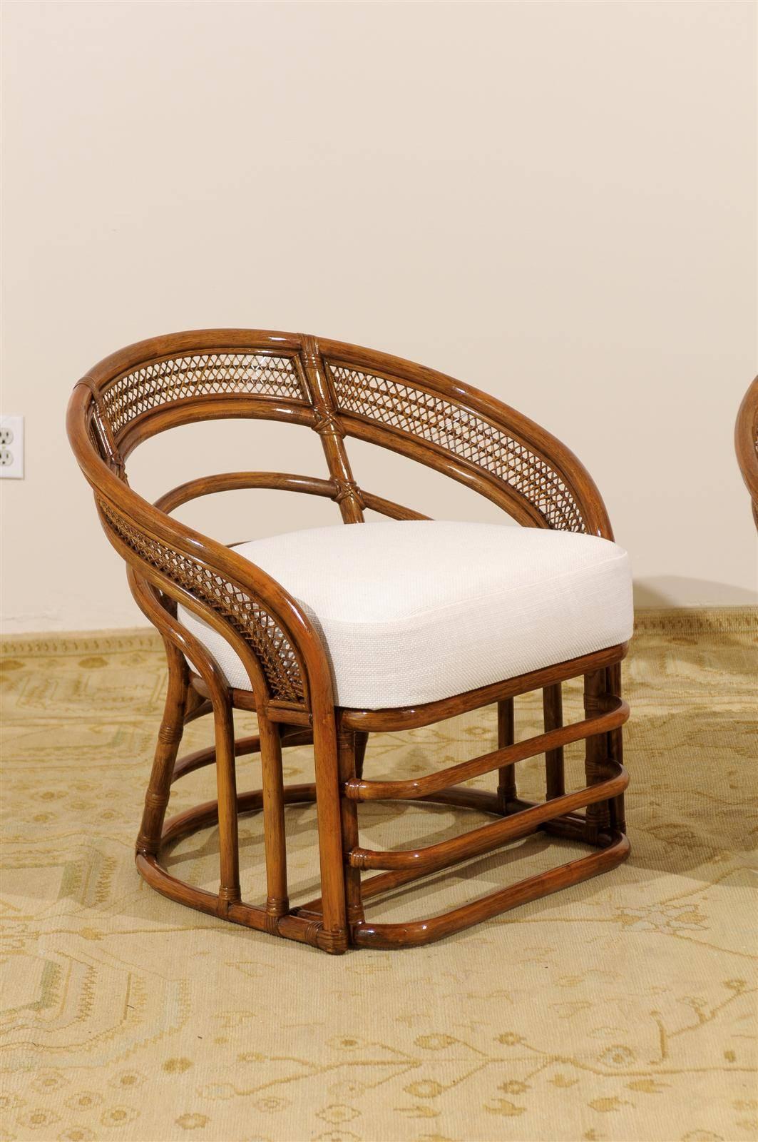 Unknown Fabulous Pair of Restored Rattan Chairs by Brown Jordan