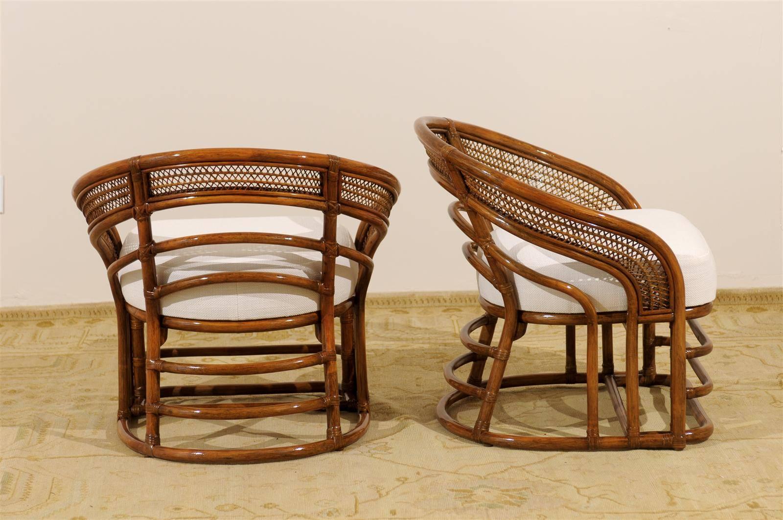 Fabulous Pair of Restored Rattan Chairs by Brown Jordan In Excellent Condition In Atlanta, GA