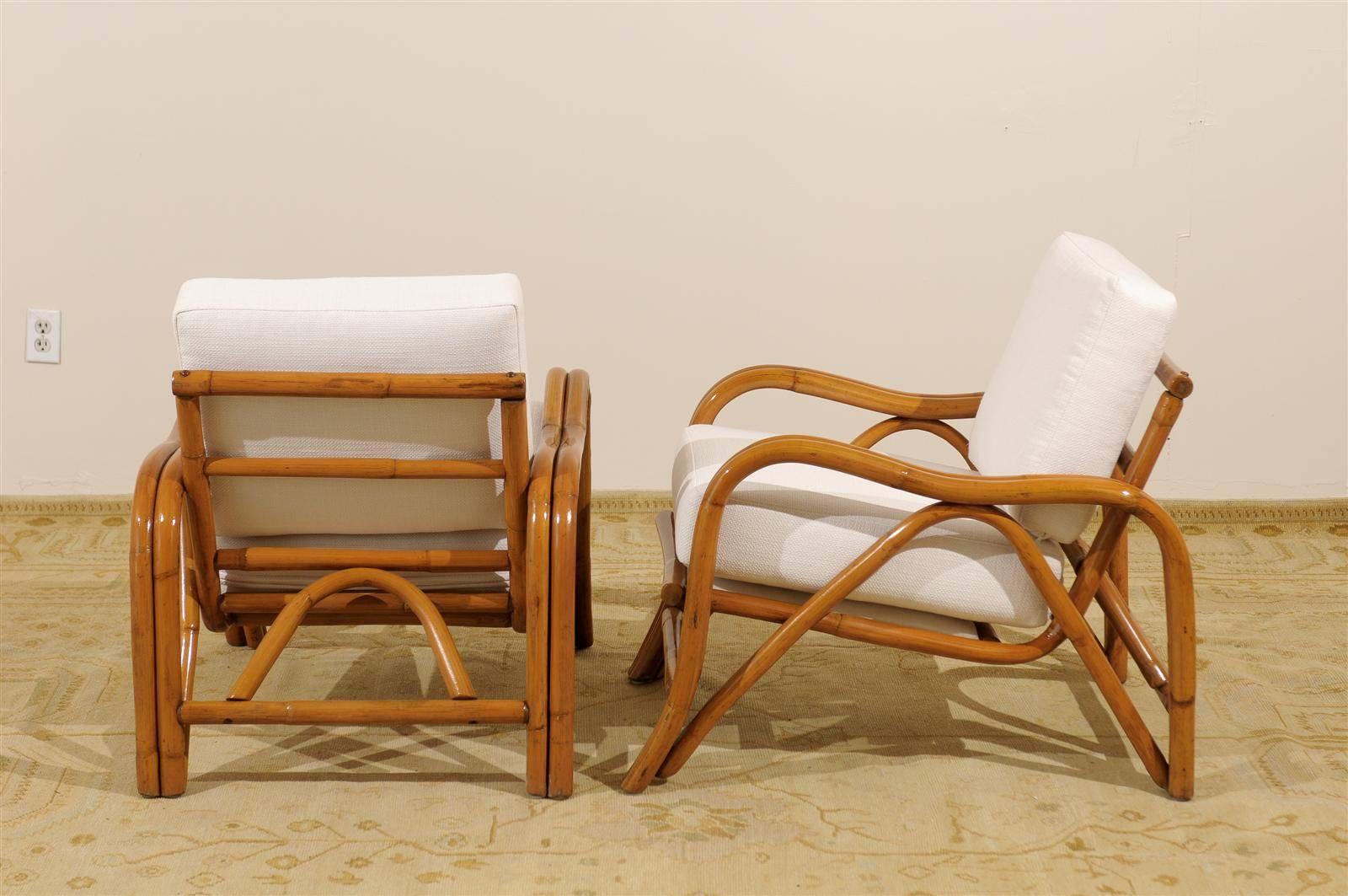 Unknown Fantastic Pair of Restored Vintage Modern Rattan Loungers